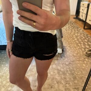 Black Distressed Jean Shorts